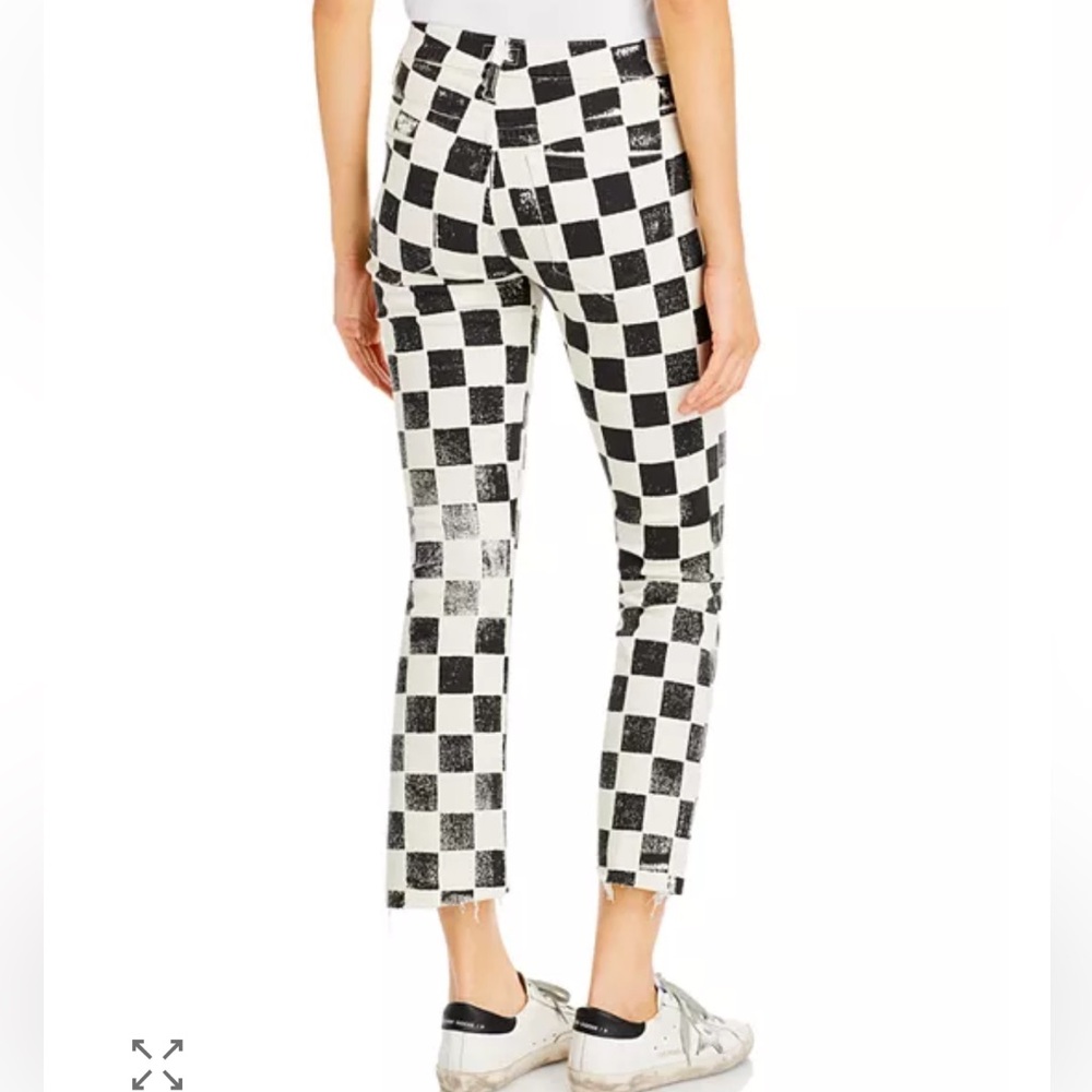 MOTHER Black & White Checkerboard Cropped Jeans - Picture 2 of 16